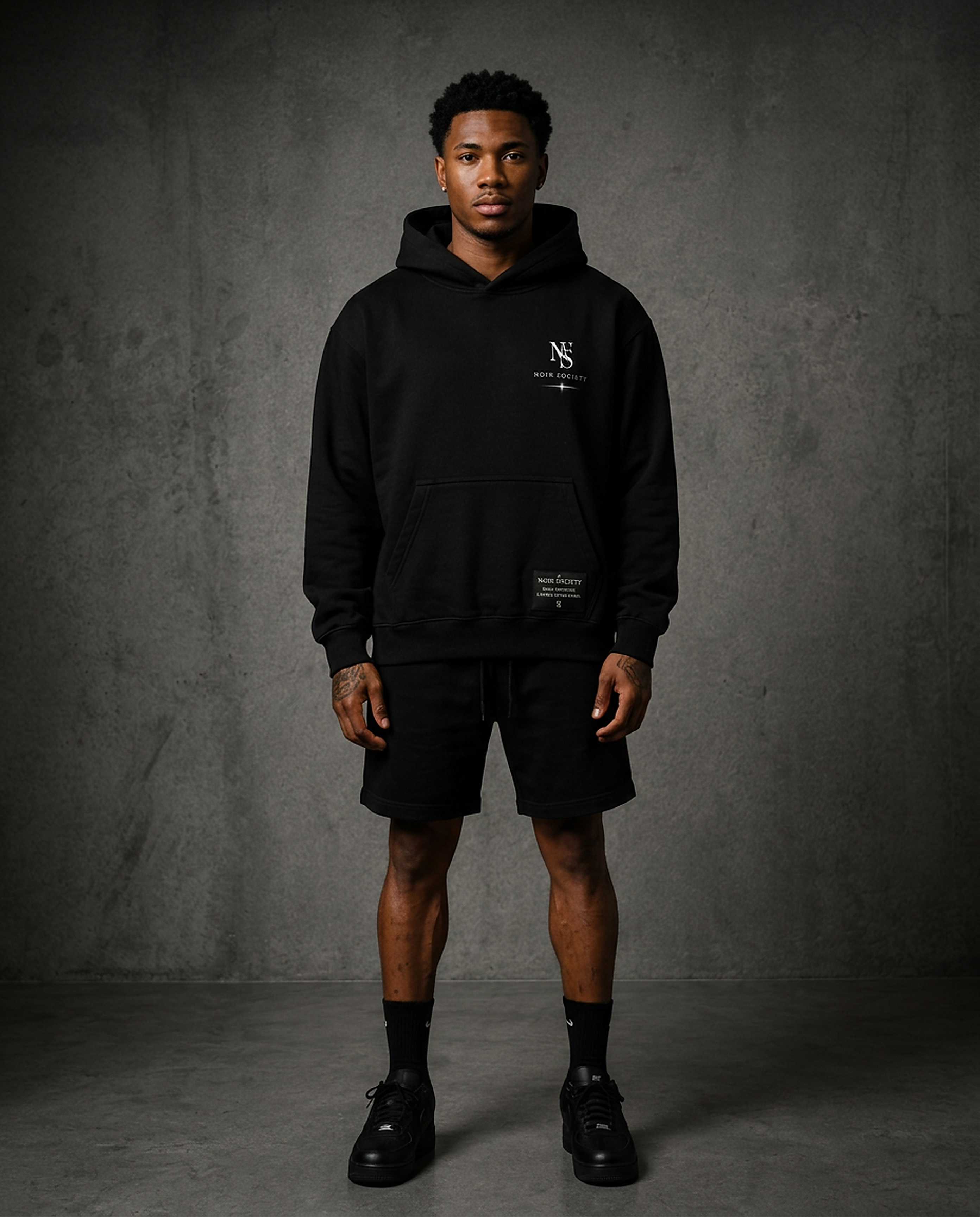 Model wearing Fleeced Full-Zip Boxy Hoodie